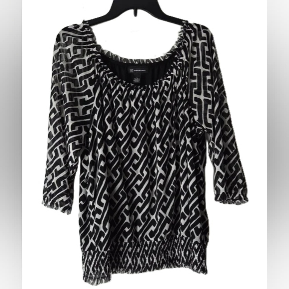 INC Geometric Semi Sheer Top Size XL